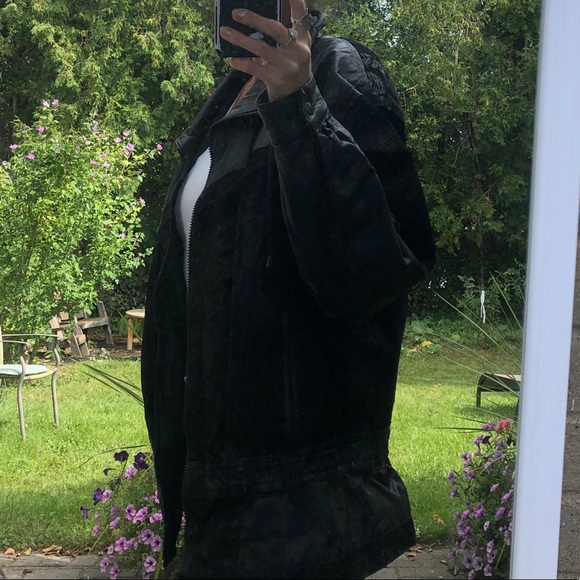 VINTAGE Black leather suede jacket - Picture 2 of 5
